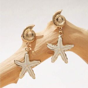18k gold plated Conch Decor Starfish Drop Earrings new